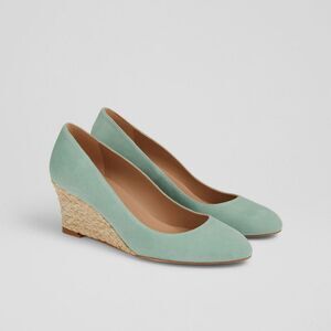 EUC LK Bennett Eevi Ascot Wedge Espadrilles in Mint Green Suede Size 40 (US 10)